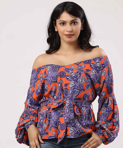 Color Block Lantern Sleeved Top